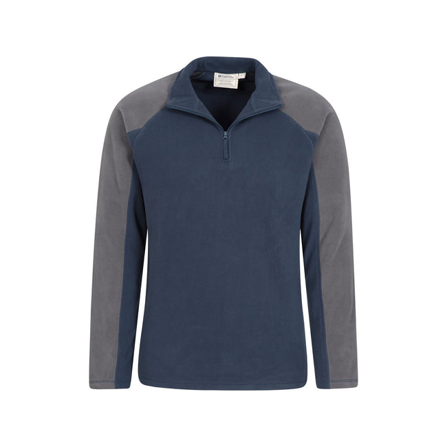 Dark Blue - Pack Shot - Mountain Warehouse Mens Ashbourne II Half Zip Fleece Top