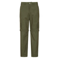 Khaki Green - Front - Mountain Warehouse Mens Trek II Convertible Hiking Trousers