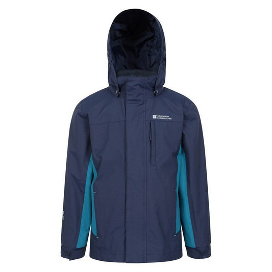 Blue - Front - Mountain Warehouse Childrens-Kids Cannonball 3 in 1 Waterproof Jacket