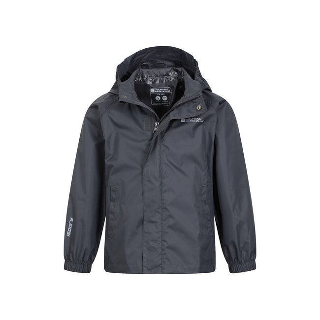 Black - Pack Shot - Mountain Warehouse Childrens-Kids Pakka II Waterproof Jacket