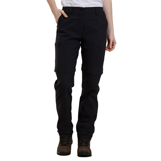 Black - Front - Mountain Warehouse Womens-Ladies Hiker Stretch Zip-Off Trousers