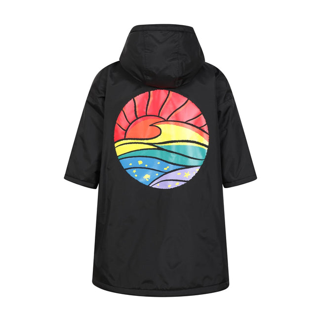 Jet Black - Back - Mountain Warehouse Childrens-Kids Tidal Waterproof Robe