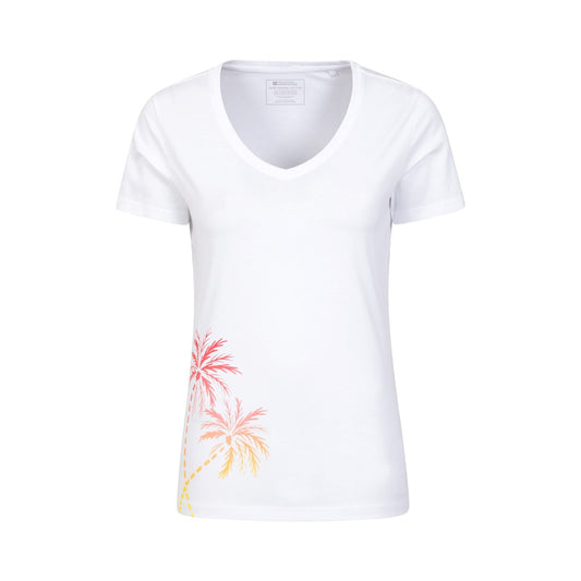 White - Front - Mountain Warehouse Womens-Ladies Palm Tree V Neck T-Shirt