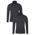 Black - Front - Mountain Warehouse Mens Meribel Thermal Top (Pack of 2)