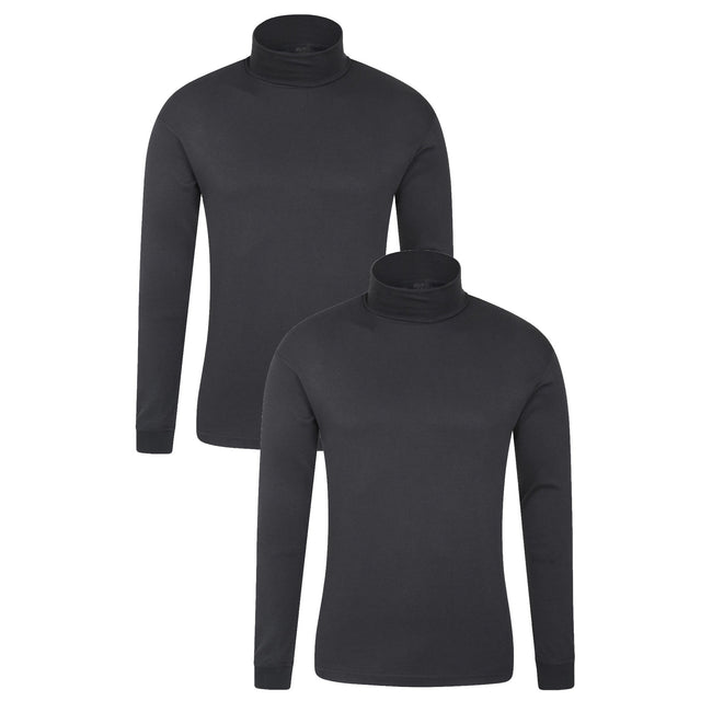 Black - Front - Mountain Warehouse Mens Meribel Thermal Top (Pack of 2)