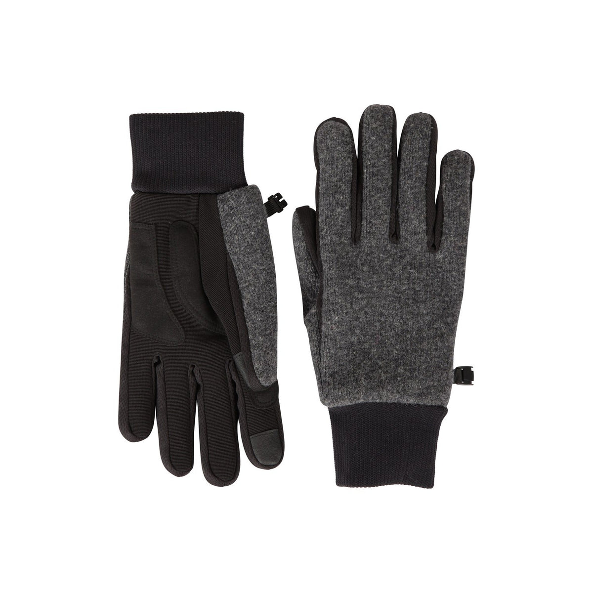 Grey - Side - Mountain Warehouse Mens Windproof Faux Fur Lined Touch Gloves