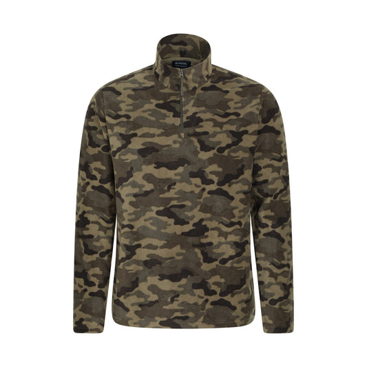 Camouflage Green - Front - Mountain Warehouse Mens Camber II Half Zip Fleece Top