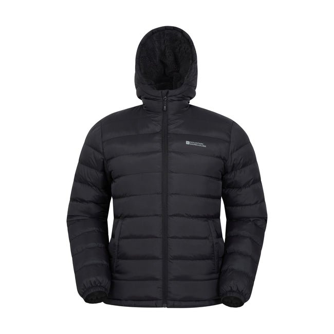 Black - Front - Mountain Warehouse Mens Seasons Faux Fur Lined Padded Jacket