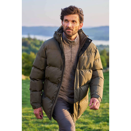 Dark Khaki - Front - Mountain Warehouse Mens Snow Padded Jacket