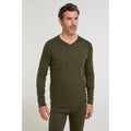 Khaki Green - Front - Mountain Warehouse Mens Talus V Neck Thermal Top