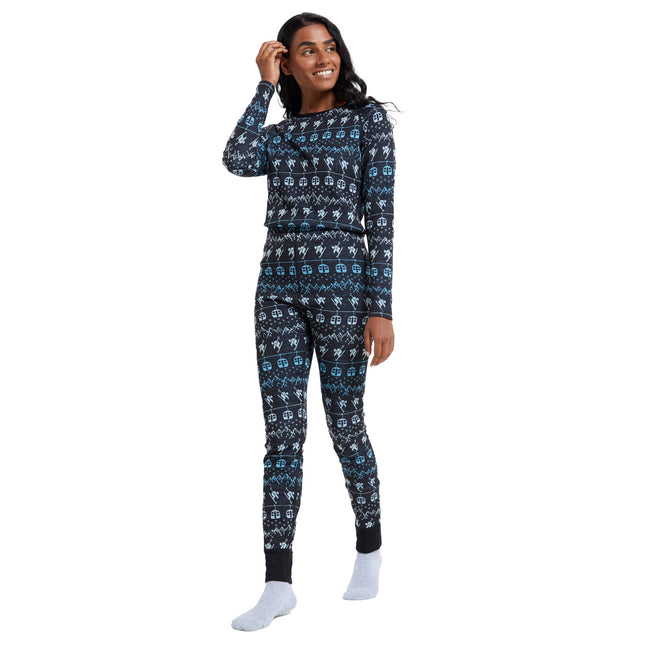 Teal - Side - Mountain Warehouse Womens-Ladies Skiing Scene Thermal Top