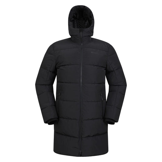 Black - Front - Mountain Warehouse Mens Vortex Longline Padded Jacket