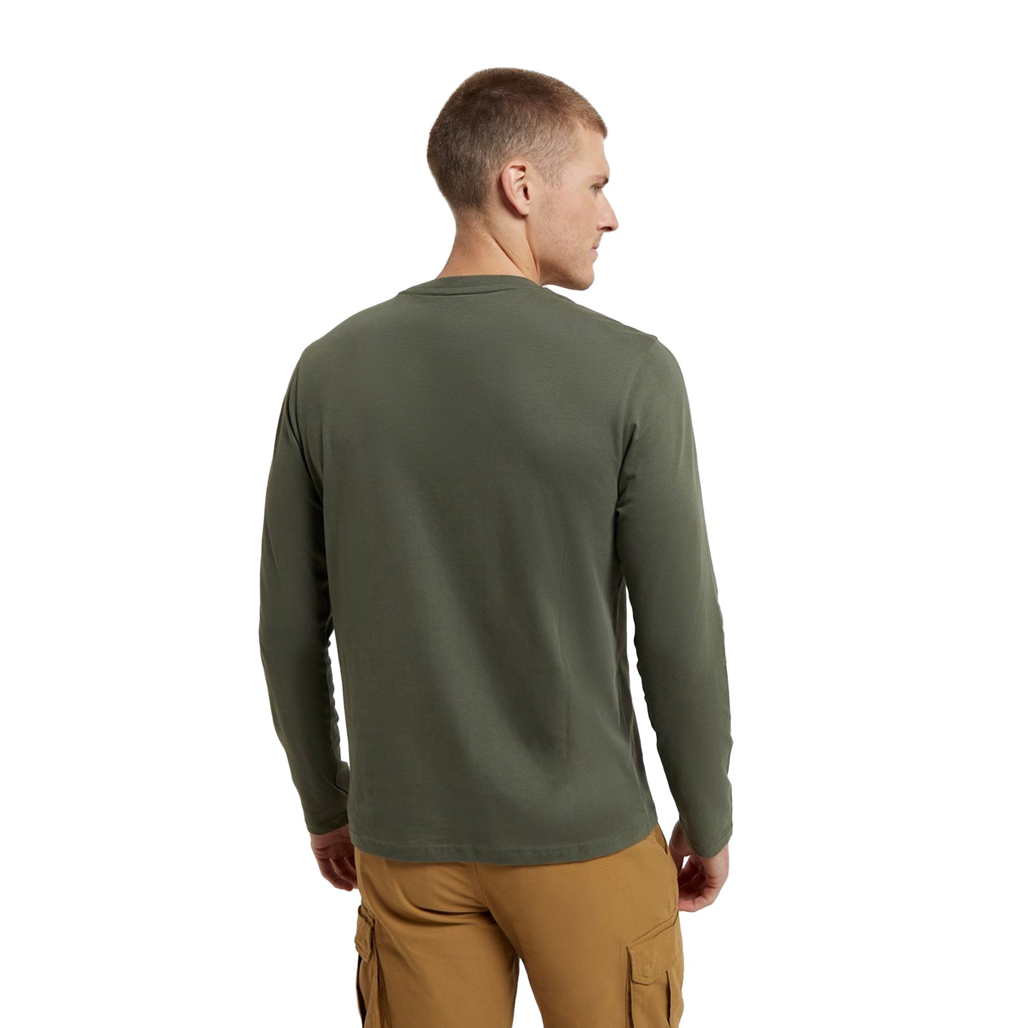 Khaki Green - Close up - Animal Mens Classico Logo Organic Long-Sleeved T-Shirt