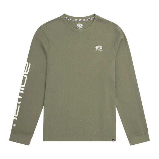 Khaki Green - Front - Animal Mens Tommy Back Print Organic Long-Sleeved T-Shirt