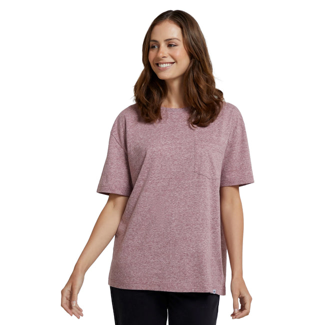 Burgundy - Front - Animal Womens-Ladies Elena Marl Organic Cotton T-Shirt