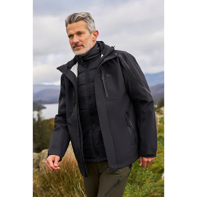 Jet Black - Front - Mountain Warehouse Mens Zenith Extreme III 3 in 1 Padded Jacket