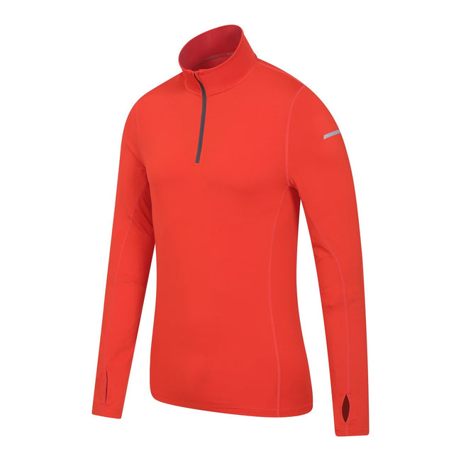 Orange - Side - Mountain Warehouse Mens Vault Recycled Half Zip Long-Sleeved Top