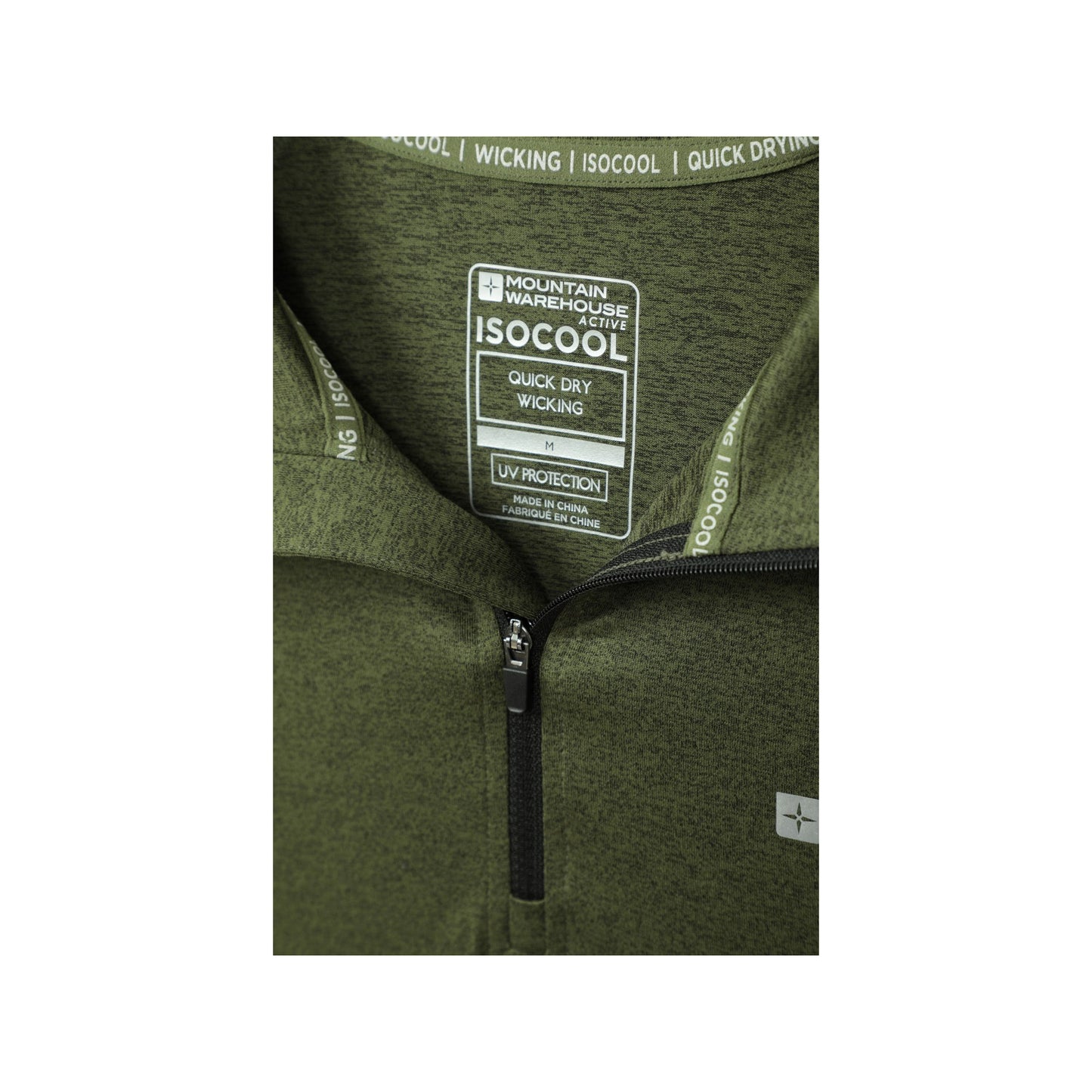 Green - Close up - Mountain Warehouse Mens Echo Melange Recycled Half Zip Midlayer
