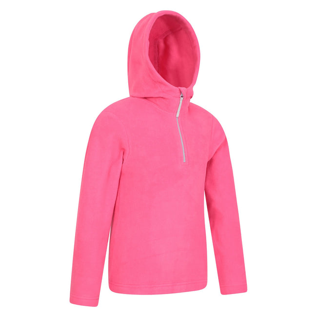 Bright Pink - Side - Mountain Warehouse Childrens-Kids Camber II Fleece Hoodie