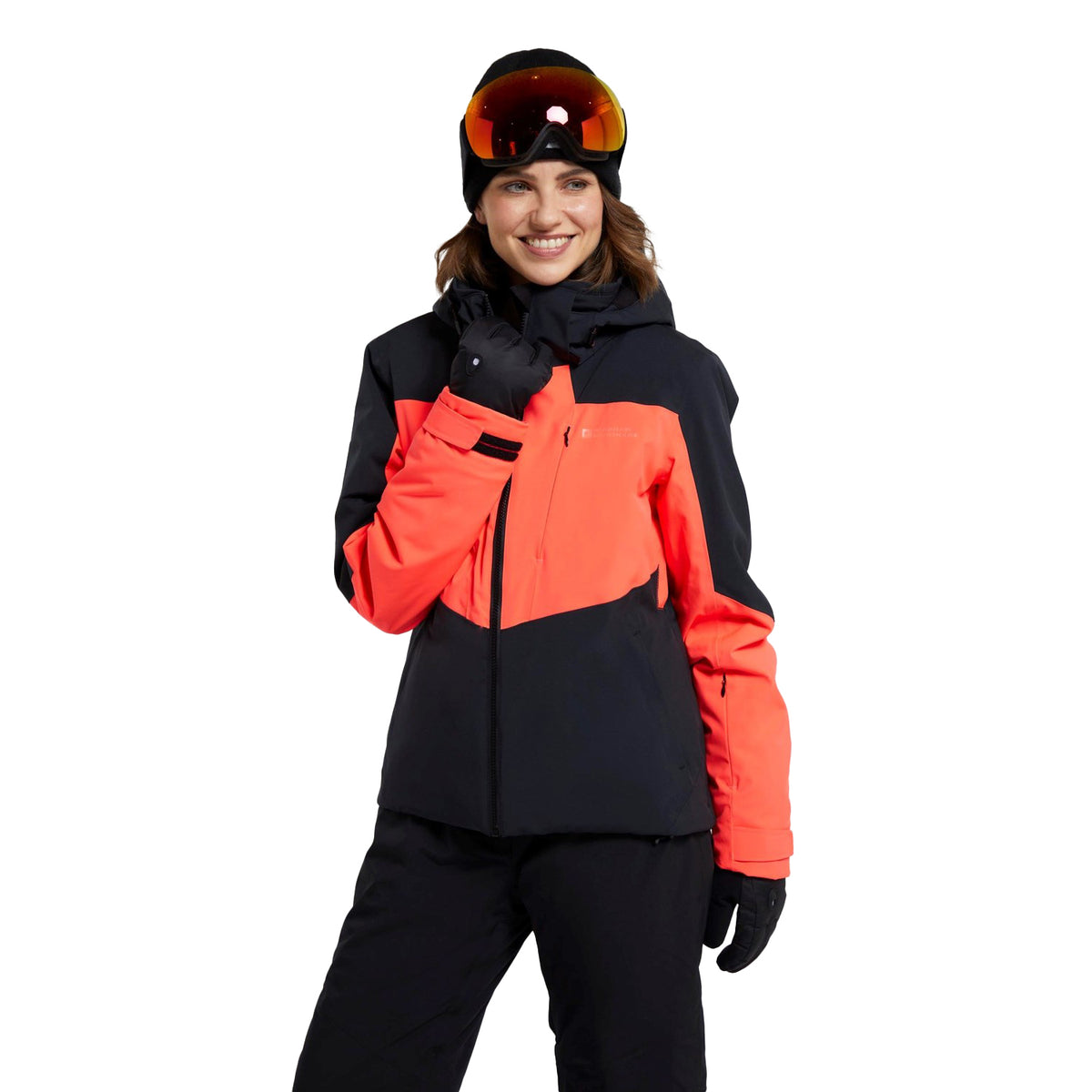 Navy Blue-Red Orange - Close up - Mountain Warehouse Womens-Ladies Altitude Extreme RECCO Ski Jacket