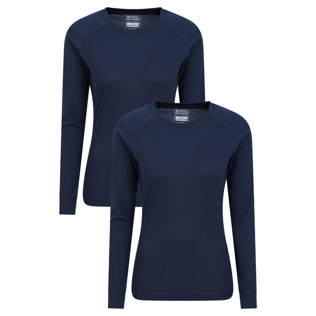 Navy - Front - Mountain Warehouse Womens-Ladies Talus Thermal Base Layer Top (Pack of 2)