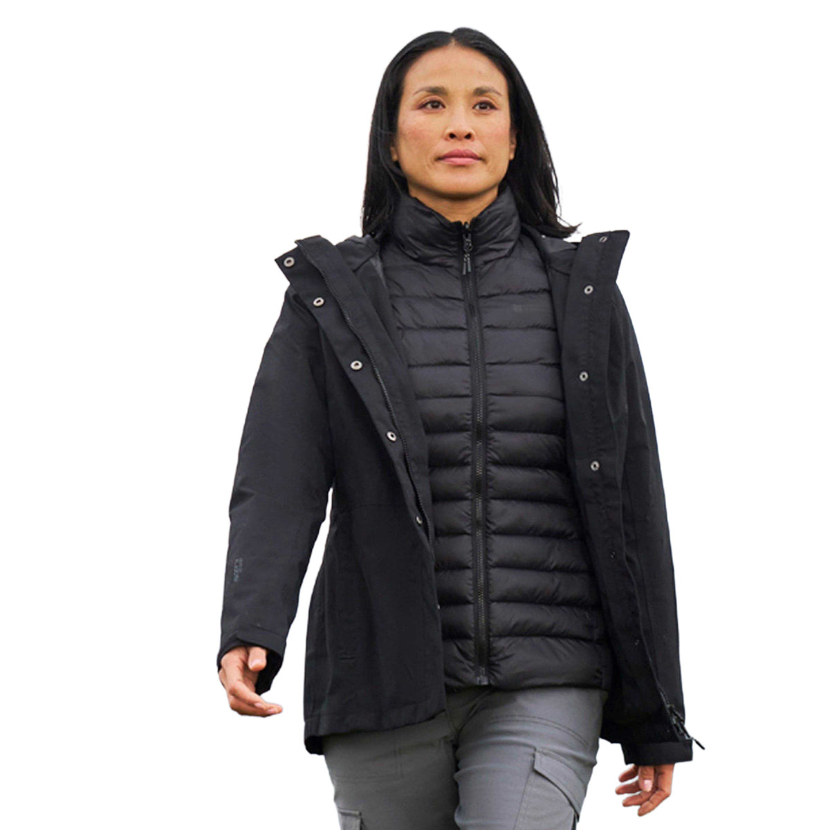 Jet Black - Close up - Mountain Warehouse Womens-Ladies Alaskan 3 in 1 Padded Jacket