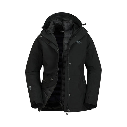 Black - Front - Mountain Warehouse Womens-Ladies Alaskan 3 in 1 Padded Jacket