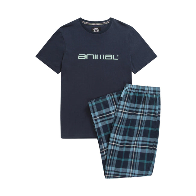 Navy - Front - Animal Mens Kickback Organic Pyjama Set