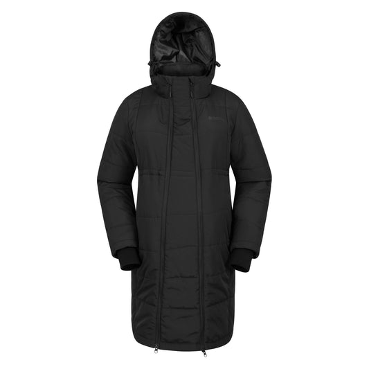 Black - Front - Mountain Warehouse Womens-Ladies Amethyst Long Maternity Padded Jacket
