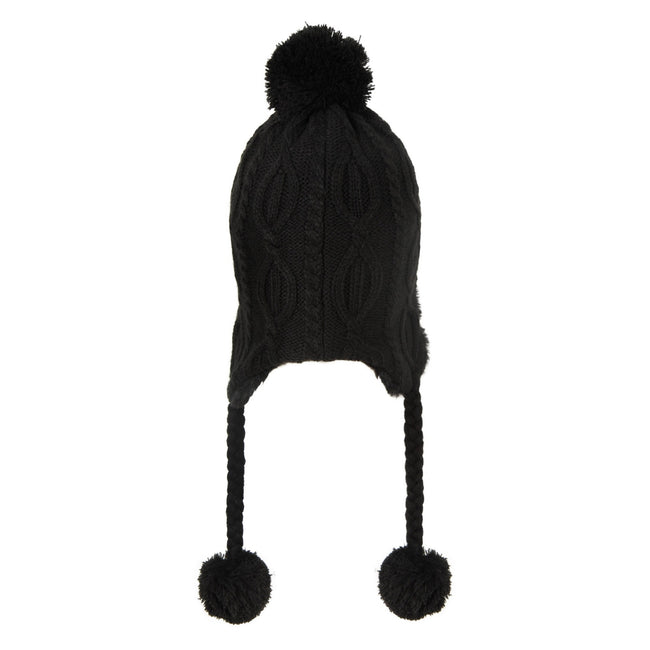 Black - Back - Mountain Warehouse Womens-Ladies Sierra Knitted Thermal Bomber Hat