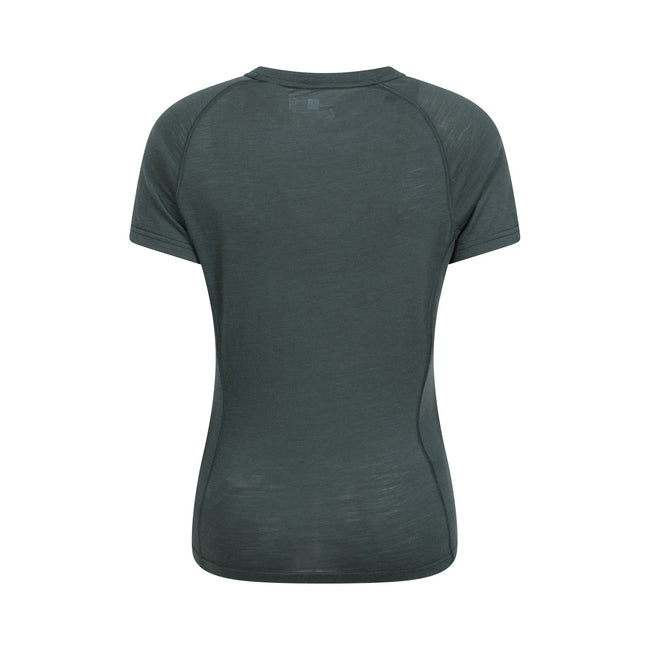 Khaki Green - Back - Mountain Warehouse Womens-Ladies Summit Merino Wool Thermal Top