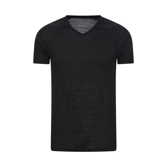 Black - Front - Mountain Warehouse Mens Summit Merino Wool Thermal Top