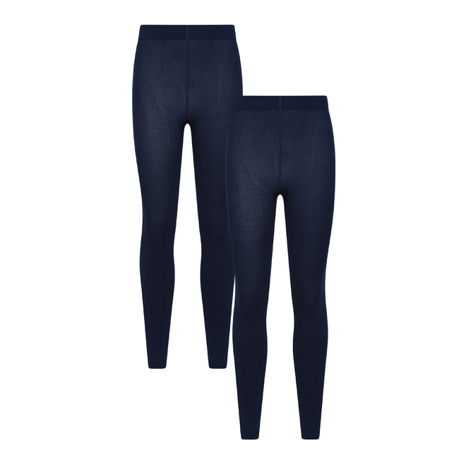 Navy - Front - Mountain Warehouse Womens-Ladies Brushed Isotherm Thermal Leggings (Pack of 2)
