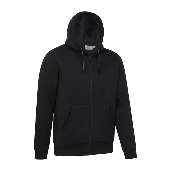 Black - Side - Mountain Warehouse Mens Dalton Borg Lined Full Zip Hoodie