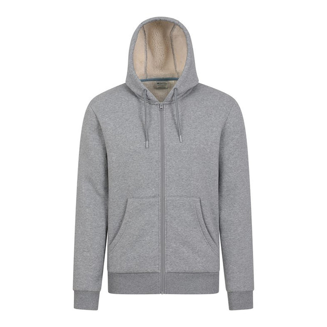 Grey - Front - Mountain Warehouse Mens Dalton Borg Lined Full Zip Hoodie