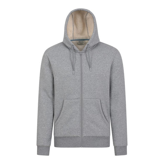 Grey - Front - Mountain Warehouse Mens Dalton Borg Lined Full Zip Hoodie