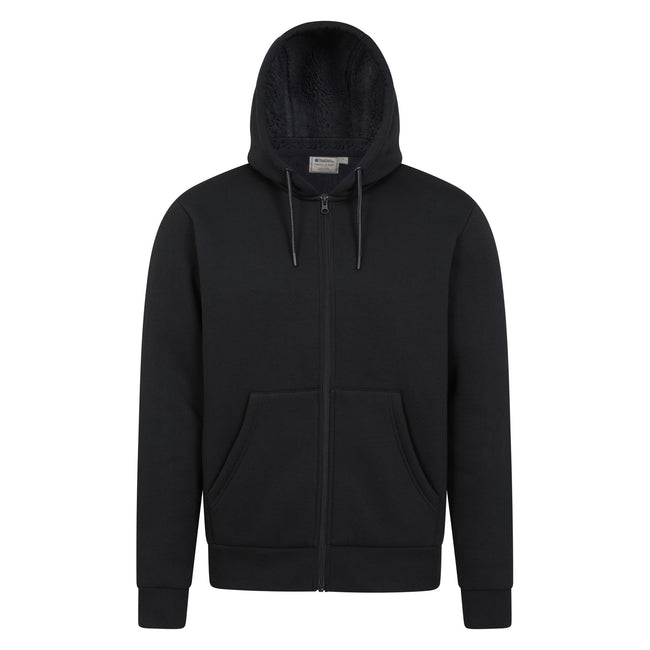 Black - Front - Mountain Warehouse Mens Dalton Borg Lined Full Zip Hoodie