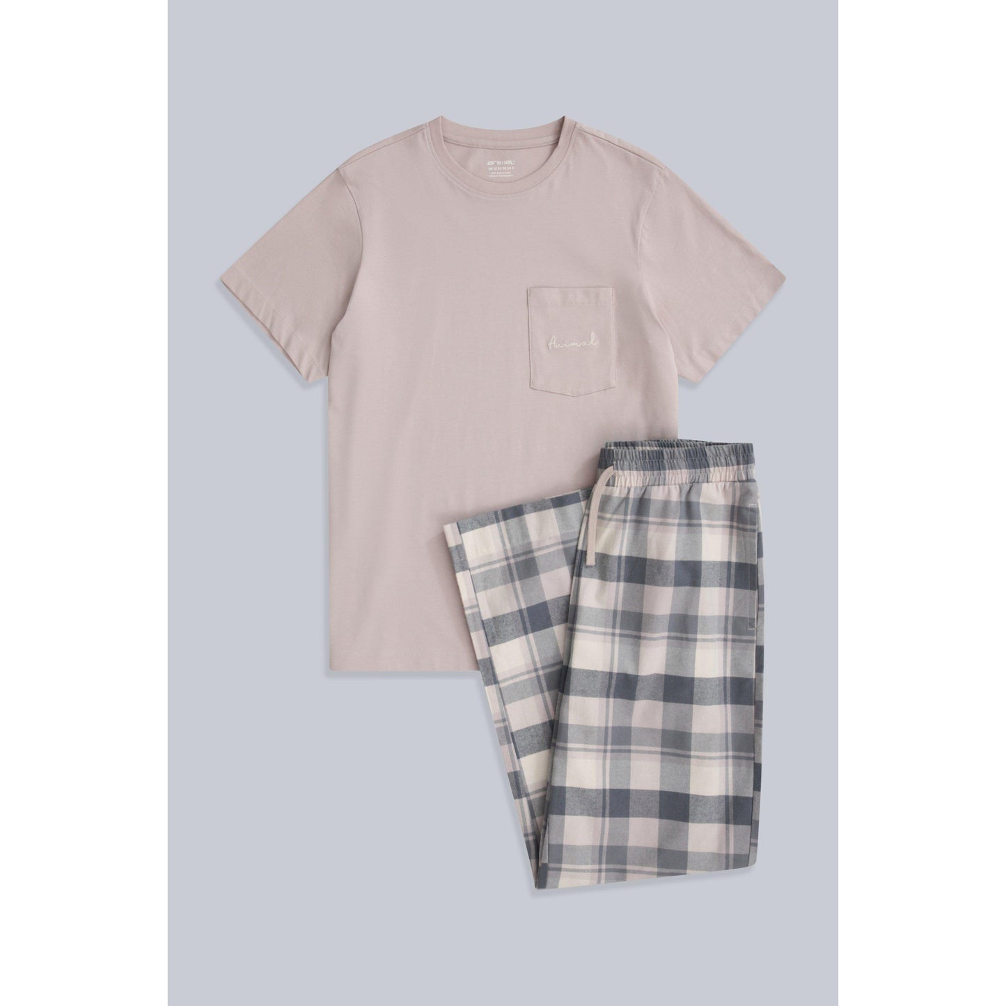 Beige - Front - Animal Womens-Ladies Driftoff Checked Organic Pyjama Set