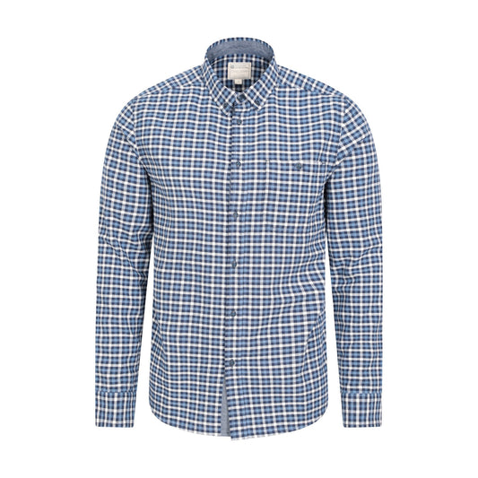 Navy - Front - Mountain Warehouse Mens Driftwood Checked Organic Shirt