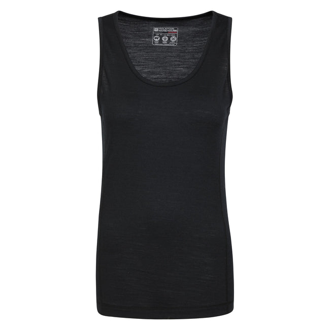 Jet Black - Front - Mountain Warehouse Womens-Ladies Merino Wool Cami Vest Top