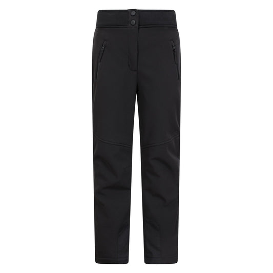Black - Front - Mountain Warehouse Childrens-Kids Swiss Softshell Ski Trousers
