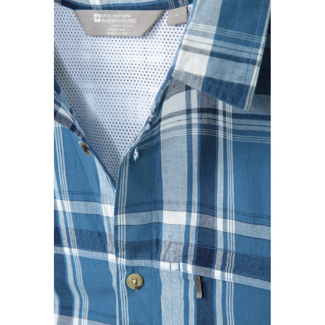Dark Blue - Pack Shot - Mountain Warehouse Mens Holiday Cotton Shirt