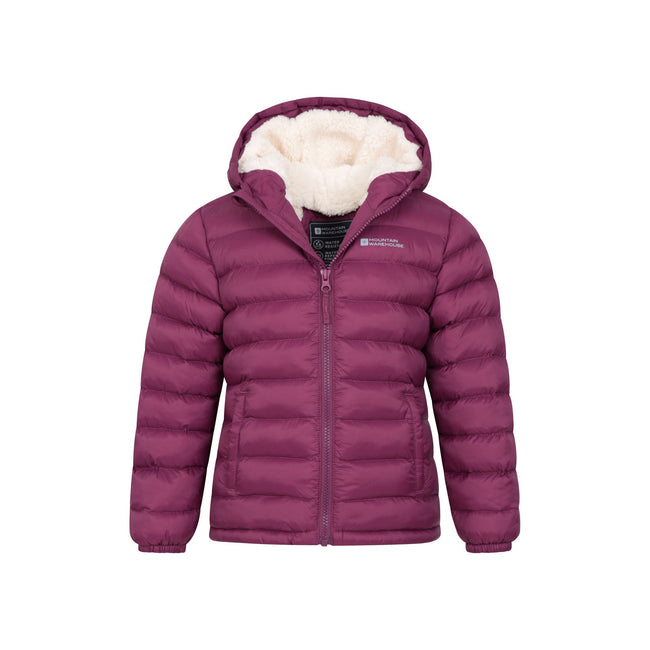 Pink - Pack Shot - Mountain Warehouse Childrens-Kids Seasons Faux Fur Lined Padded Jacket
