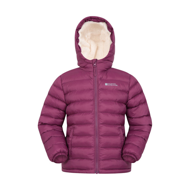 Pink - Front - Mountain Warehouse Childrens-Kids Seasons Faux Fur Lined Padded Jacket