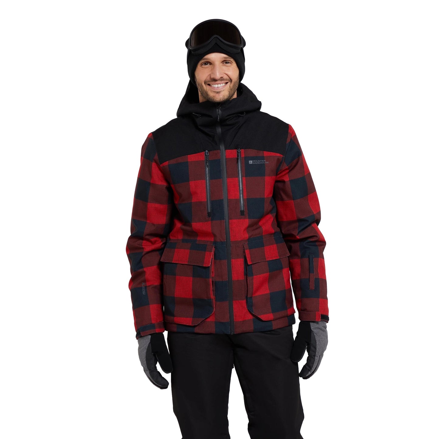 Red-Black - Pack Shot - Mountain Warehouse Mens Drayton Waterproof Ski Jacket