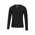 Black - Back - Mountain Warehouse Mens Merino Wool Henley Thermal Top