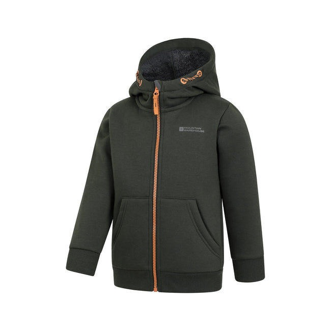 Khaki Green - Side - Mountain Warehouse Childrens-Kids Nordic II Full Zip Hoodie