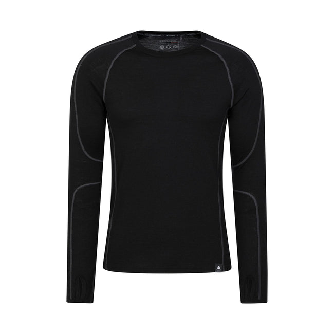 Black - Back - Mountain Warehouse Mens Asgard Merino Wool Base Layer Set