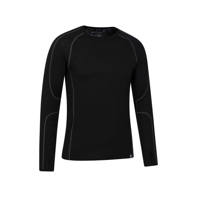 Black - Side - Mountain Warehouse Mens Asgard Merino Wool Base Layer Set