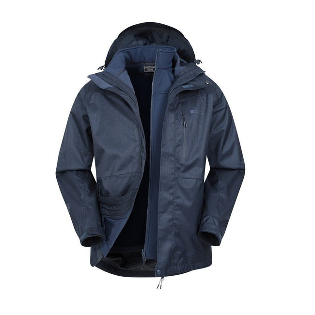 Blue - Close up - Mountain Warehouse Mens Bracken Melange 3 in 1 Jacket